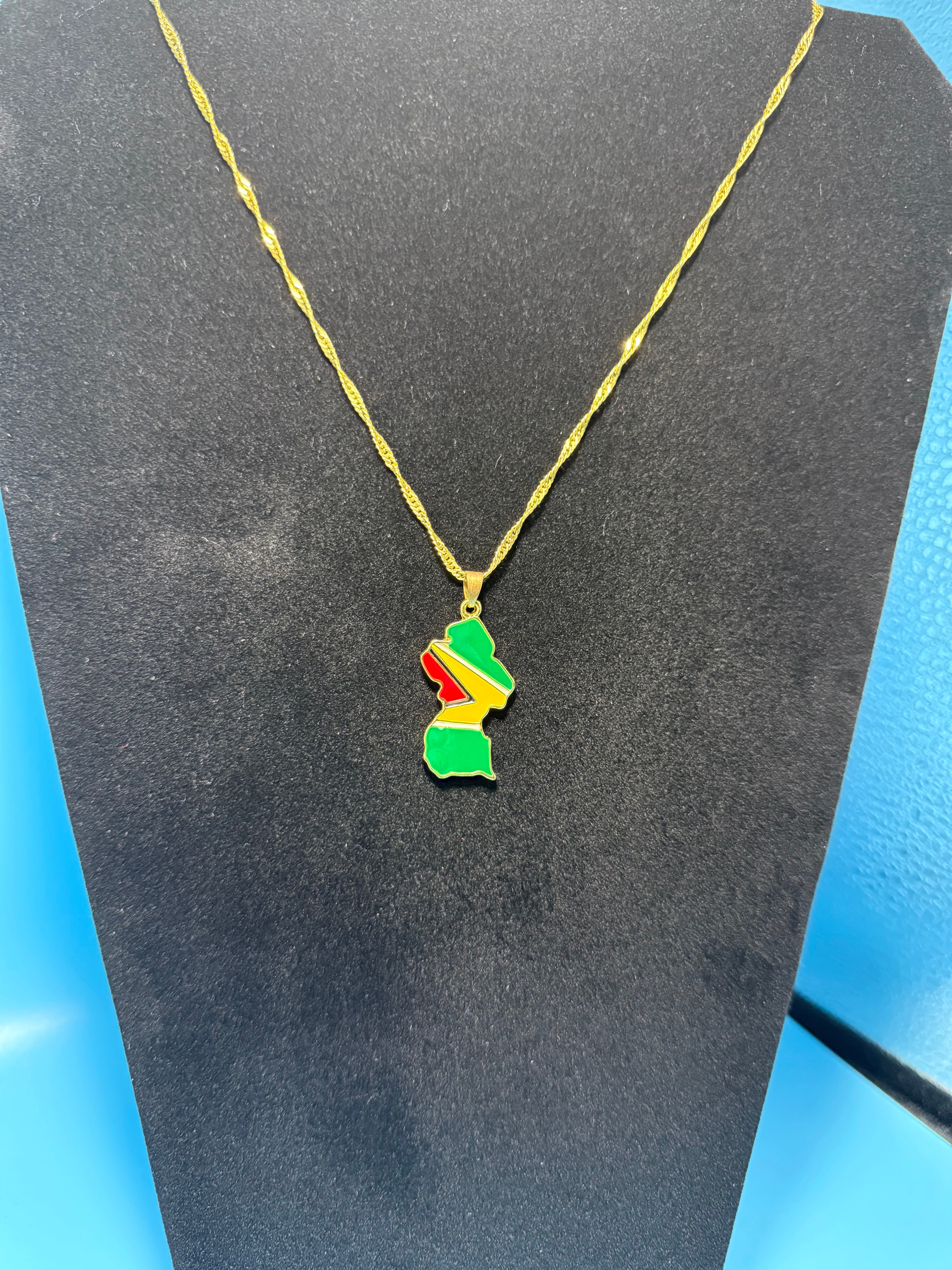 GUYANA FLAG PENDANT + NECKLACE