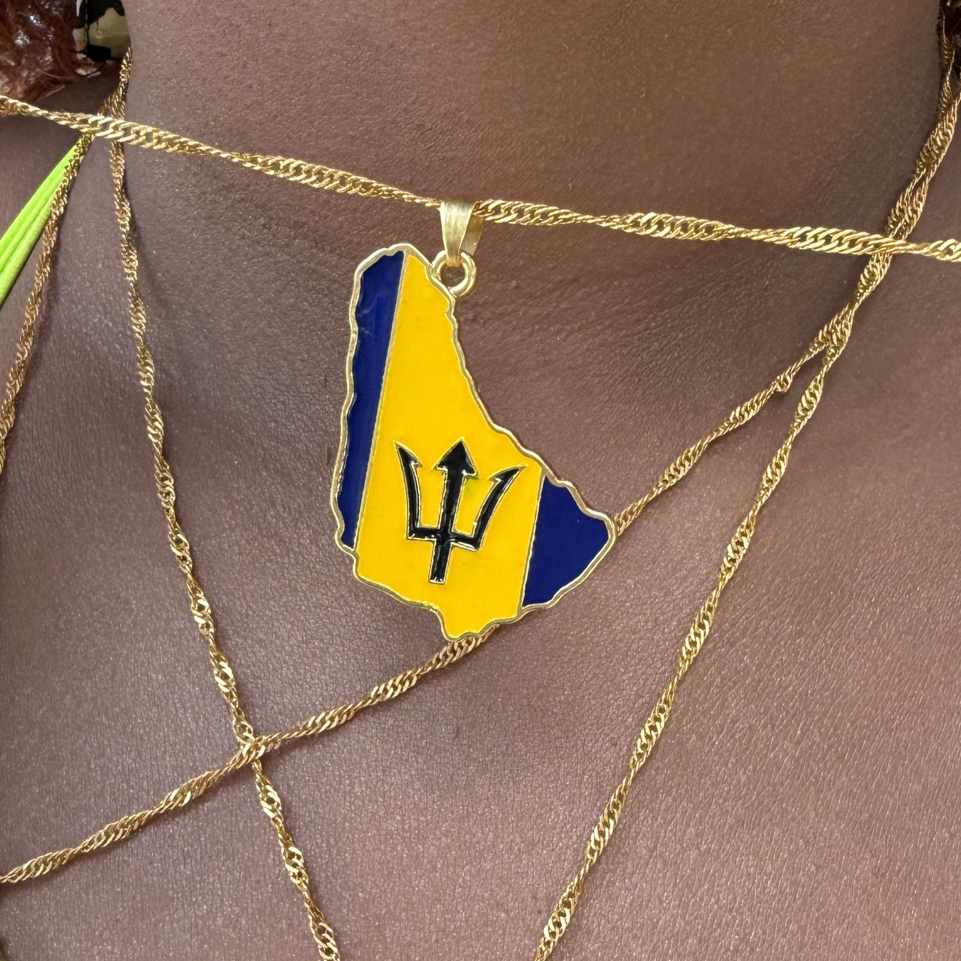 BARBADOS FLAG PENDANT + NECKLACE