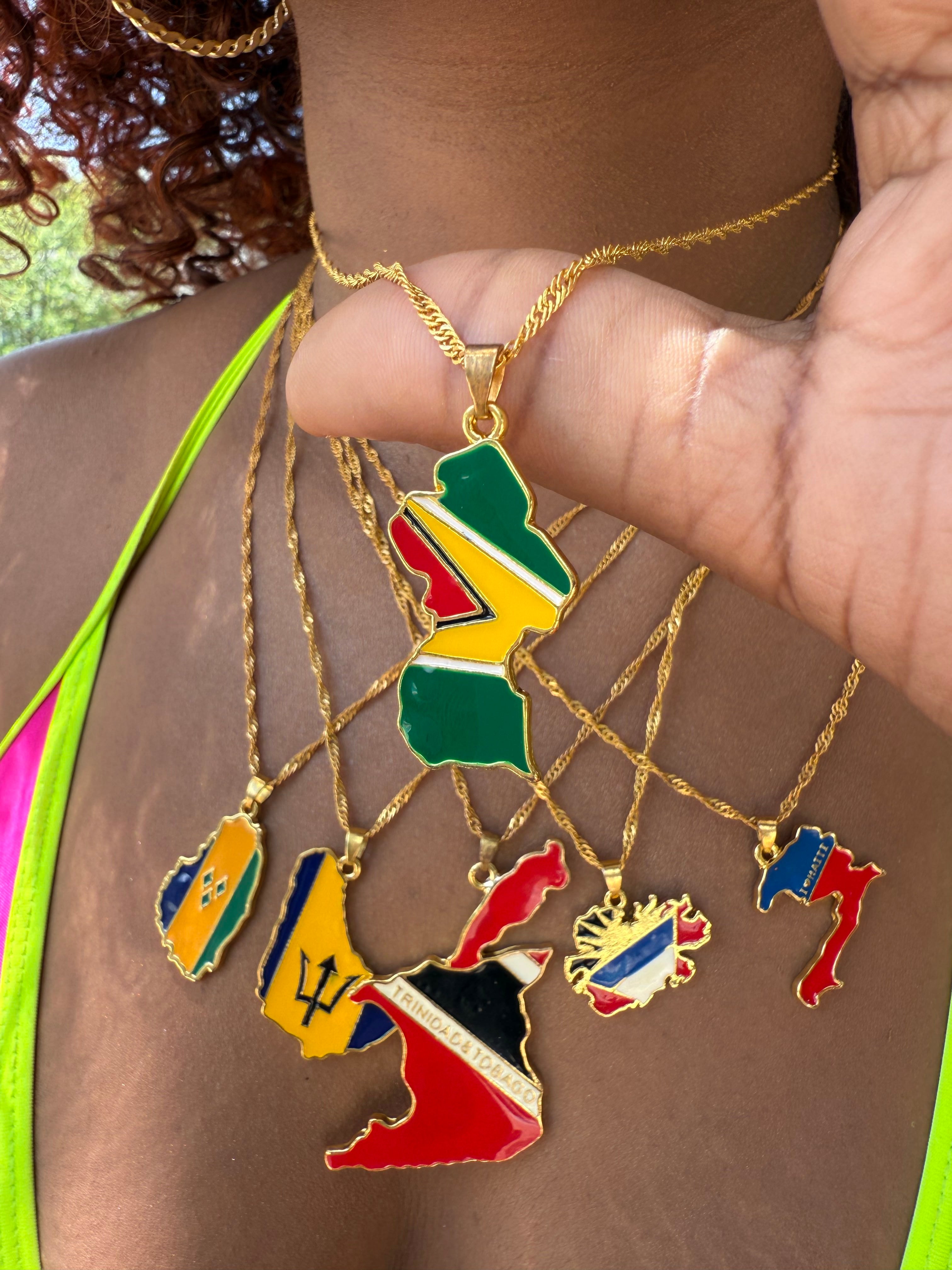 GUYANA FLAG PENDANT + NECKLACE