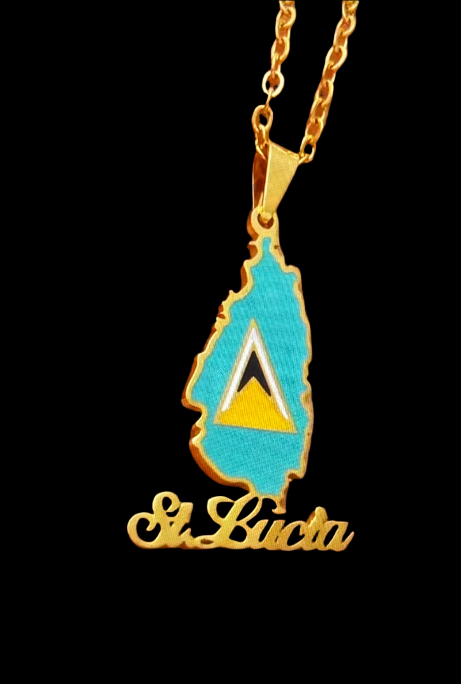 SAINT LUCIA FLAG PENDANT + NECKLACE
