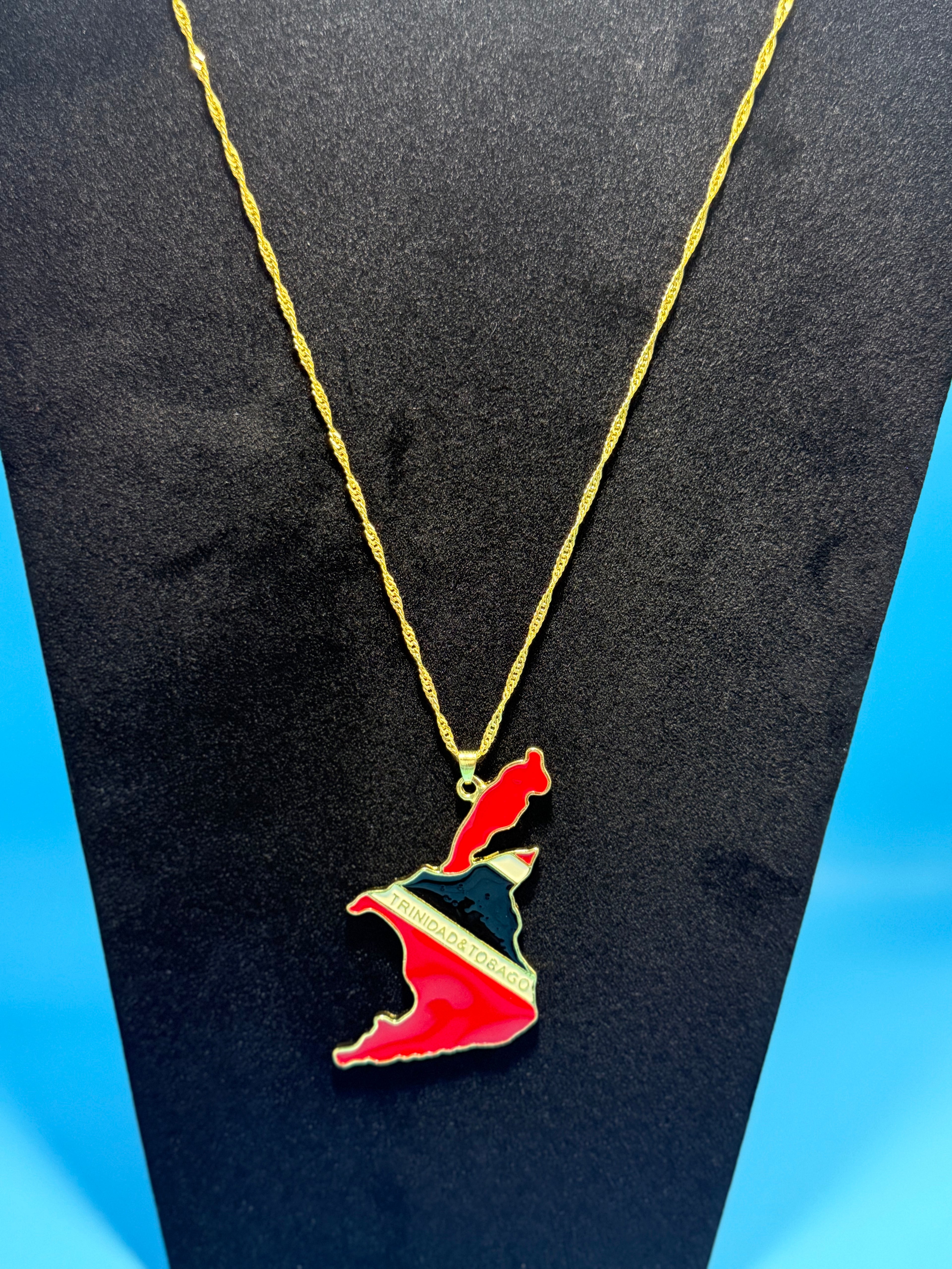 TRINIDAD & TOBAGO FLAG PENDANT + NECKLACE