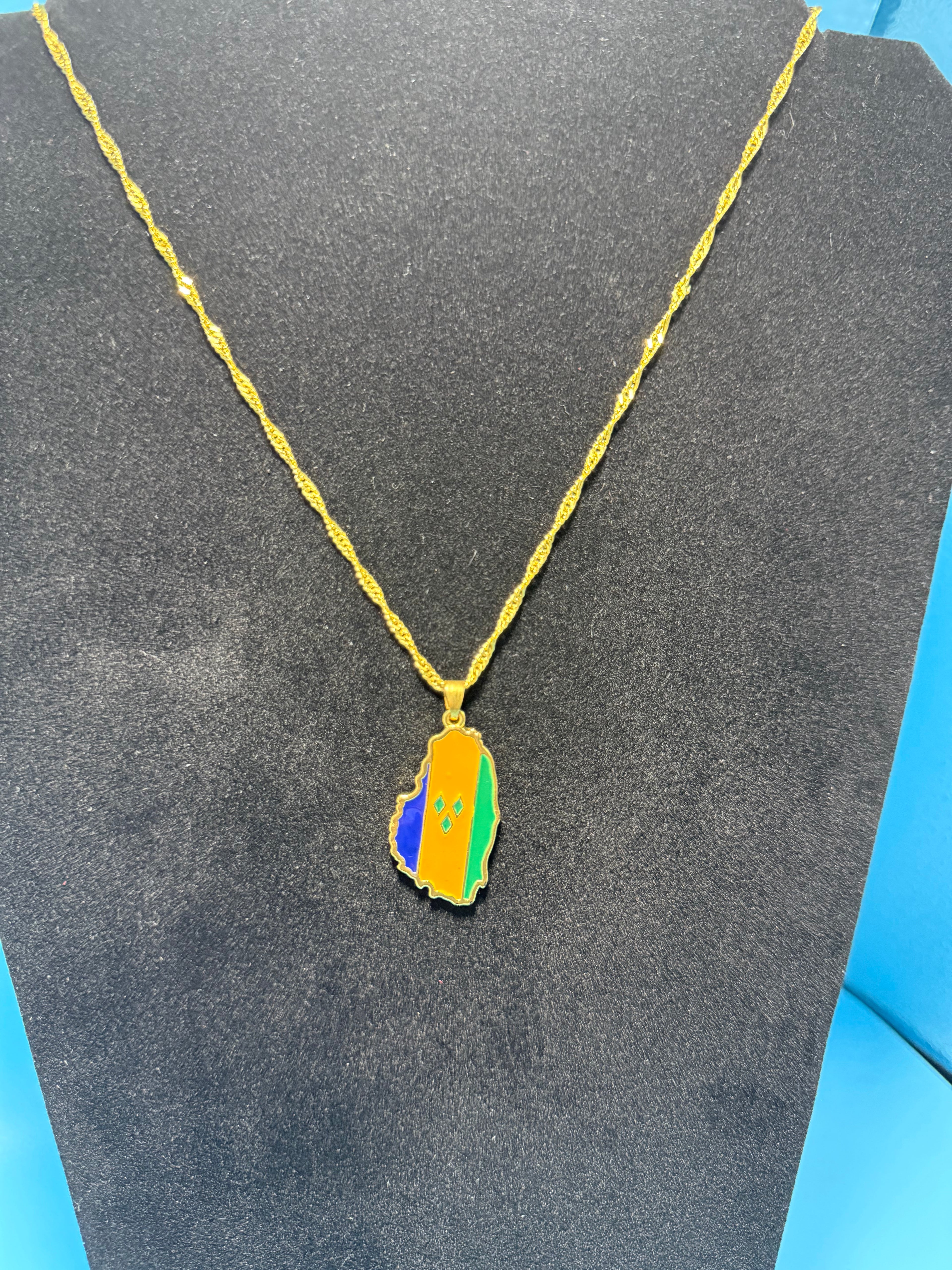 SAINT VINCENT & THE GRENADINES FLAG PENDANT + NECKLACE